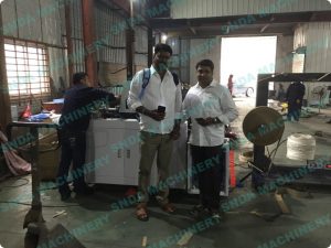 customer visting Automatic Paper Handle Making Machine